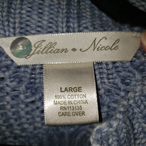 Elegant Jillian Nicole Light Blue Cable Knit Zip up Cardigan - L - Picture 5 of 5
